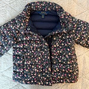 Polo by Ralph Lauren Kids Floral Puffer Jacket - Navy and Pink